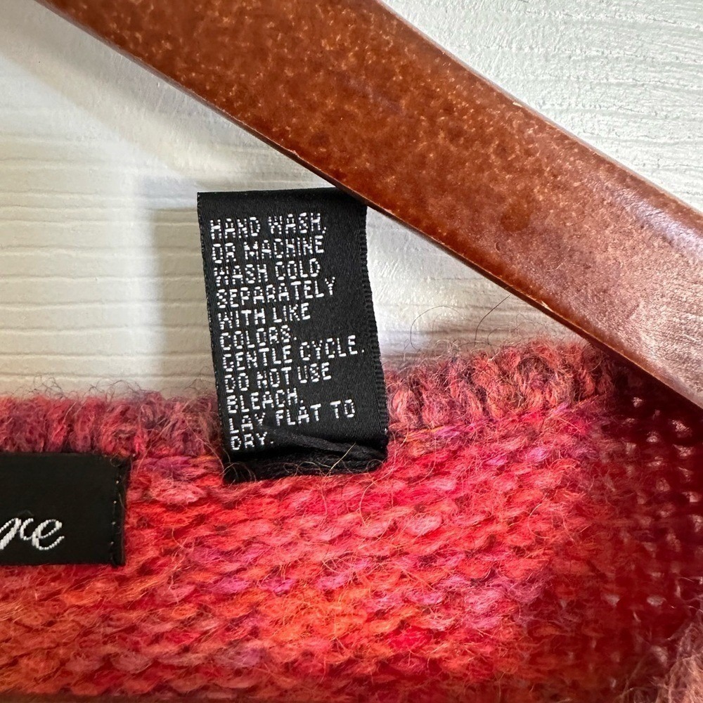 Amore Womens Wool Mohair Blend Space Dye V-Neck Sweater Pink Orange Large - Picture 4 of 8